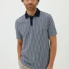 Navy Jacquard Stripe Polo Shirt