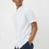 15710156-1795235947015067 White Linen Blend Short Sleeve Shirt