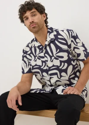 Navy Textured Abstract Shape Shirt