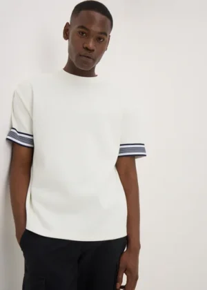 White Smart Stripe Arm Co Ord T-Shirt