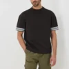 Black Smart Stripe Arm Co Ord T-Shirt