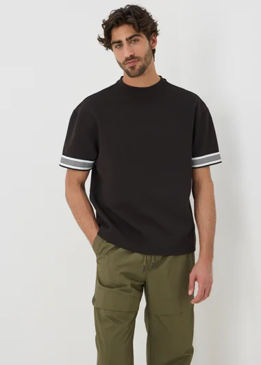 Black Smart Stripe Arm Co Ord T-Shirt
